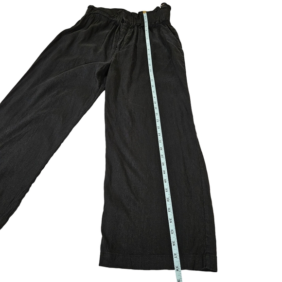 Gianni Bini Paperbag Style Straight Leg Linen Blend Pants, Black, Large - Picture 10 of 12